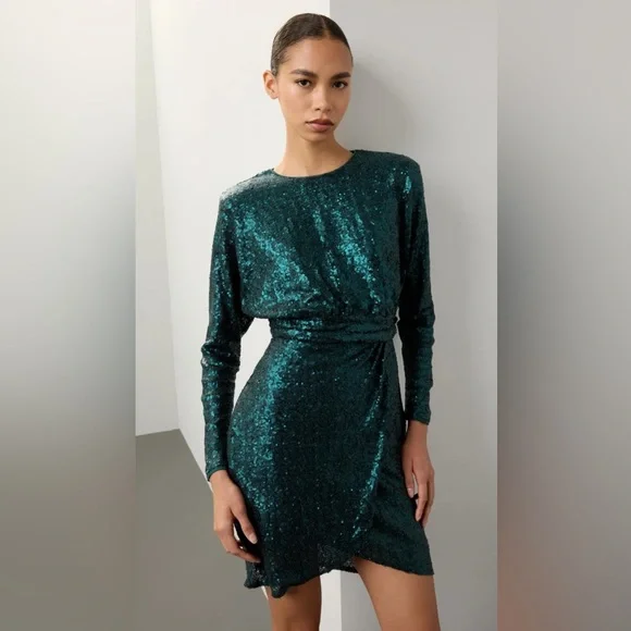 slim fit dress slacks Donna Morgan Women's Belted Split-Neck Midi Dress - Green